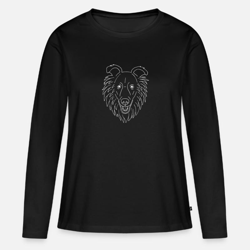 Collie - Frauen Premium Bio Langarmshirt - Schwarz
