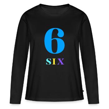 Six-6e anniversaire - T-shirt manches longues Premium bio Femme - noir - Devant - Julia (174cm)