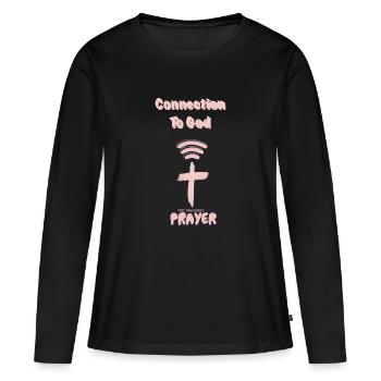 Connection to God God Praying - Women's Premium Organic Long Sleeve Shirt - black - Front - Julia (174cm)