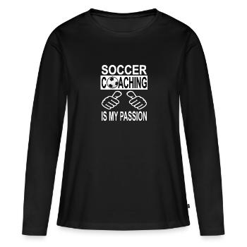 Fußballtrainer Soccer Coach coaching Geschenkidee - Frauen Premium Bio Langarmshirt - Schwarz - Vorne - Julia (174cm)