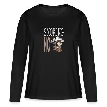 interdiction de fumer interdit nicotine idée cadeau - T-shirt manches longues Premium bio Femme - noir - Devant - Julia (174cm)