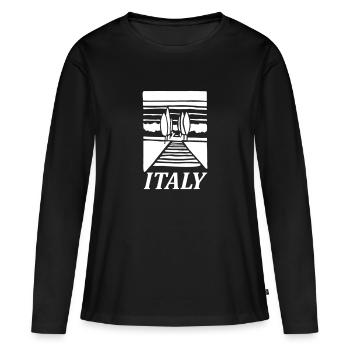 Italie Italie Méditerranée Rome Sicile linogravure impression - T-shirt manches longues Premium bio Femme - noir - Devant - Julia (174cm)