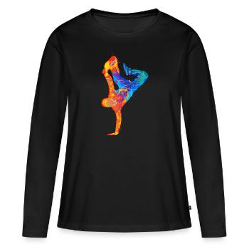 Break Dance Silhouette - T-shirt manches longues Premium bio Femme - noir - Devant - Julia (174cm)