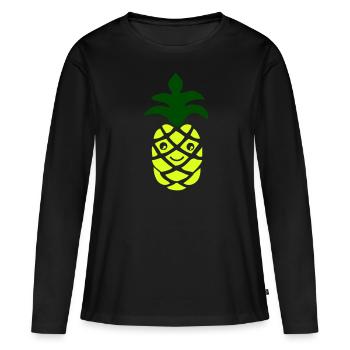 Ananas - T-shirt manches longues Premium bio Femme - noir - Devant - Julia (174cm)
