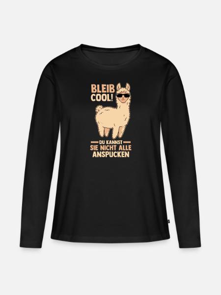 Alpaka - Frauen Premium Bio Langarmshirt - Schwarz
