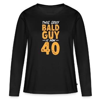 Bald Head Baldness Beard Bald Head - Women's Premium Organic Long Sleeve Shirt - black - Front - Julia (174cm)