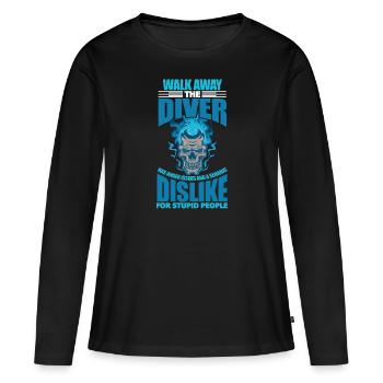Le plongeur a des problèmes de colère et une aversion sérieuse pour - T-shirt manches longues Premium bio Femme - noir - Devant - Julia (174cm)