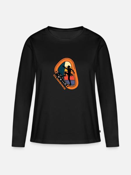 Alpinist klettern Karabiner alpin Bergsteigen - Frauen Premium Bio Langarmshirt - Schwarz