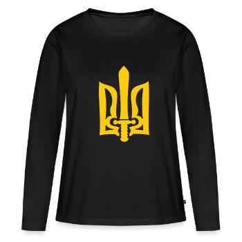 ukraine - Frauen Premium Bio Langarmshirt - Schwarz - Vorne - Julia (174cm)
