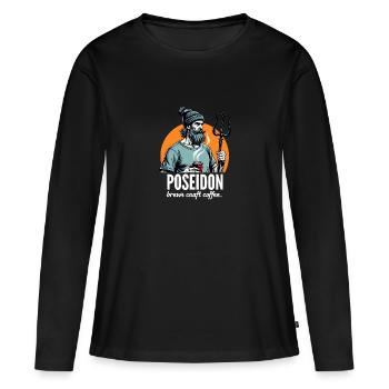 Poséidon prépare également du café artisanal ! - T-shirt manches longues Premium bio Femme - noir - Devant - Julia (174cm)
