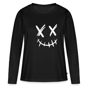 Sourire Smile - T-shirt manches longues Premium bio Femme - noir - Devant - Julia (174cm)
