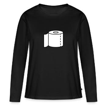Klopapier für den Notfall - Frauen Premium Bio Langarmshirt - Schwarz - Vorne - Julia (174cm)