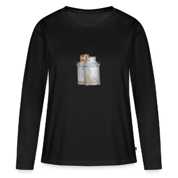 lait - T-shirt manches longues Premium bio Femme - noir - Devant - Julia (174cm)