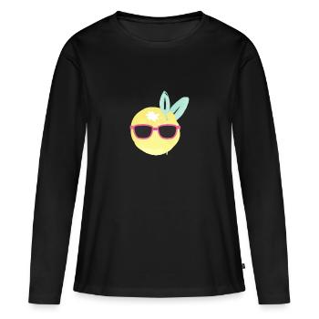 Sonnenbrille - Frauen Premium Bio Langarmshirt - Schwarz - Vorne - Julia (174cm)