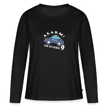Alarm ich bin schon 9 Polizei - Frauen Premium Bio Langarmshirt - Schwarz - Vorne - Julia (174cm)