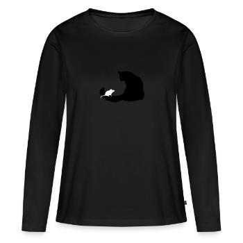 Cat & Mouse - T-shirt manches longues Premium bio Femme - noir - Devant - Julia (174cm)