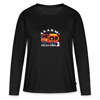 Alarm ich bin schon 2 Feuerwehr - Frauen Premium Bio Langarmshirt - Schwarz - Vorne - Julia (174cm)