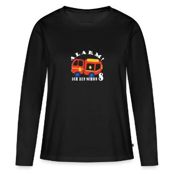 Alarm ich bin schon 8 Feuerwehr - Frauen Premium Bio Langarmshirt - Schwarz - Vorne - Julia (174cm)