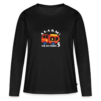 Alarm ich bin schon 5 Feuerwehr - Frauen Premium Bio Langarmshirt - Schwarz - Vorne - Julia (174cm)