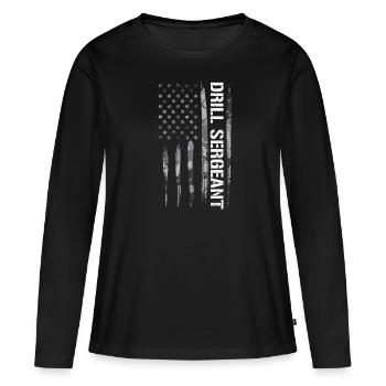Drill Sergeant - American Flag - Frauen Premium Bio Langarmshirt - Schwarz - Vorne - Julia (174cm)