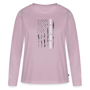 Interdire les idiots, pas les armes à feu - T-shirt manches longues Premium bio Femme - rose poudré - Devant - Julia (174cm)