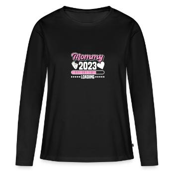 Mommy 2023 Loading mama loading werdende Mam - Women's Premium Organic Long Sleeve Shirt - black - Front - Julia (174cm)