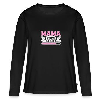 werdende Mama Schwangerschaftsverkündung 2023 - Women's Premium Organic Long Sleeve Shirt - black - Front - Julia (174cm)