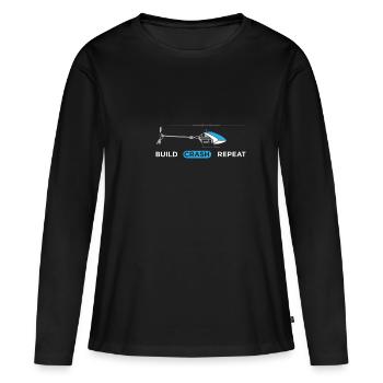 RC Helicopter Hélicoptère Modèle modèle Crash Pilot - T-shirt manches longues Premium bio Femme - noir - Devant - Julia (174cm)
