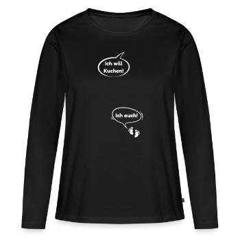 Ich will Kuchen für Schwangere - Frauen Premium Bio Langarmshirt - Schwarz - Vorne - Julia (174cm)