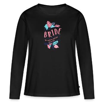 Mariée 1 - T-shirt manches longues Premium bio Femme - noir - Devant - Julia (174cm)