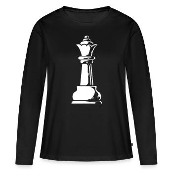 Schach Königin Schachbrett - Frauen Premium Bio Langarmshirt - Schwarz - Vorne - Julia (174cm)