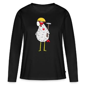 Craftsman Chicken Hammer Heart Construction Site Professions Job - Women's Premium Organic Long Sleeve Shirt - black - Front - Julia (174cm)