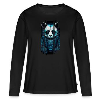Cyber-Panda - Frauen Premium Bio Langarmshirt - Schwarz - Vorne - Julia (174cm)