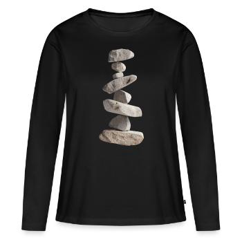 Pierres - T-shirt manches longues Premium bio Femme - noir - Devant - Julia (174cm)