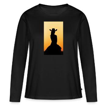 Western Rider Sunset - Women's Premium Organic Long Sleeve Shirt - black - Front - Julia (174cm)