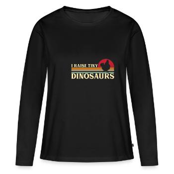 J’élève un minuscule dinosaure Dino Chicken Rooster Farmer - T-shirt manches longues Premium bio Femme - noir - Devant - Julia (174cm)
