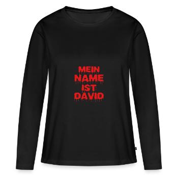 David - Frauen Premium Bio Langarmshirt - Schwarz - Vorne - Julia (174cm)