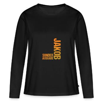 Jacob - T-shirt manches longues Premium bio Femme - noir - Devant - Julia (174cm)