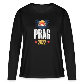 Prague 2022 - T-shirt manches longues Premium bio Femme - noir - Devant - Julia (174cm)