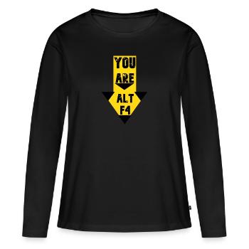 Zeig was du denkst - Frauen Premium Bio Langarmshirt - Schwarz - Vorne - Julia (174cm)