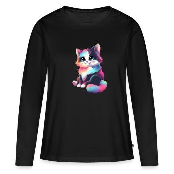 Dreamy little cat - Women's Premium Organic Long Sleeve Shirt - black - Front - Julia (174cm)