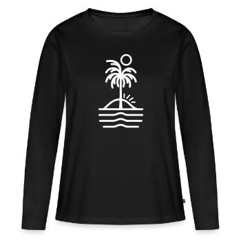 Île des Palmiers - T-shirt manches longues Premium bio Femme - noir - Devant - Julia (174cm)