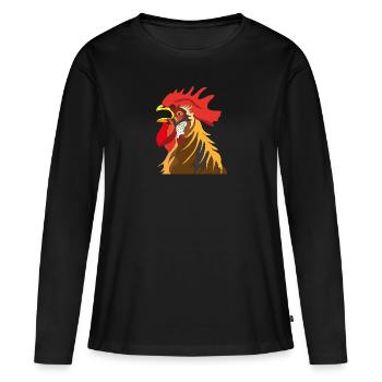 Coq - T-shirt manches longues Premium bio Femme - noir - Devant - Julia (174cm)