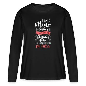 Arbre de pioche de pelle à charbon - T-shirt manches longues Premium bio Femme - noir - Devant - Julia (174cm)