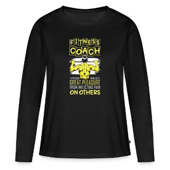 Fitness Trainer Développé couché - T-shirt manches longues Premium bio Femme - noir - Devant - Julia (174cm)