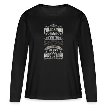 Polizei Stop Tatort Dieb - Frauen Premium Bio Langarmshirt - Schwarz - Vorne - Julia (174cm)