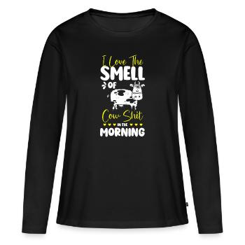 Rind Landwirt Vieh Nutztier - Frauen Premium Bio Langarmshirt - Schwarz - Vorne - Julia (174cm)