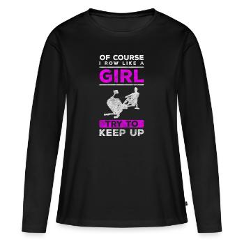 Rameur rameur gymnase de résistance - T-shirt manches longues Premium bio Femme - noir - Devant - Julia (174cm)