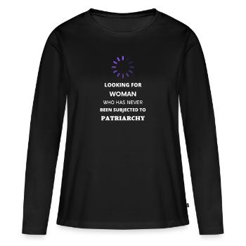 T-shirt féministe - woman and patriarchy - T-shirt manches longues Premium bio Femme - noir - Devant - Julia (174cm)