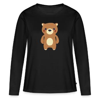 Teddybär Bär - Frauen Premium Bio Langarmshirt - Schwarz - Vorne - Julia (174cm)
